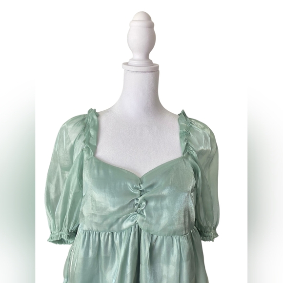 Altard State Mint Green Puff Sleeve Blouse Size Small - Picture 4 of 7